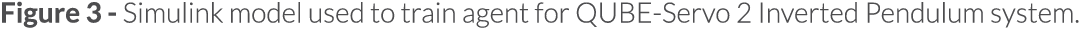 Figure 3 - Simulink model used to train agent for QUBE-Servo 2 Inverted Pendulum system 