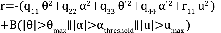 r -(q11  2+q22  2+q33    2+q44    2+r11 u2 ) +B(     max      threshold  u  umax )