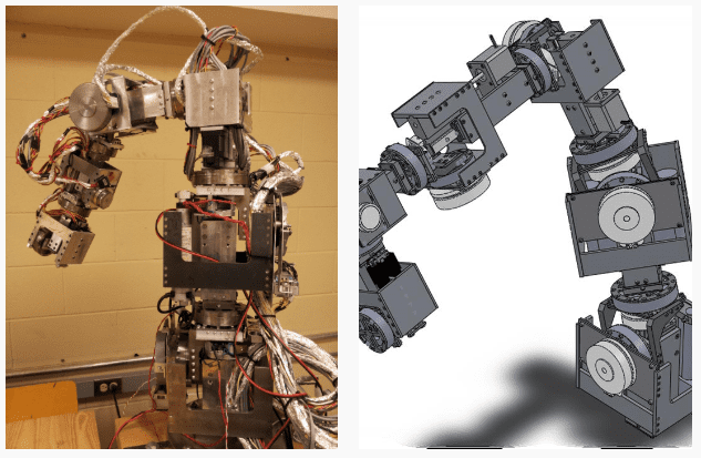 18 DOF Reconfigurable Manipulator in the Aerospace Mechatronics Laboratory, and it's associated software digital twin enabling students to try out a variety of manipulator configurations, enhancing their Robotics Education overall.